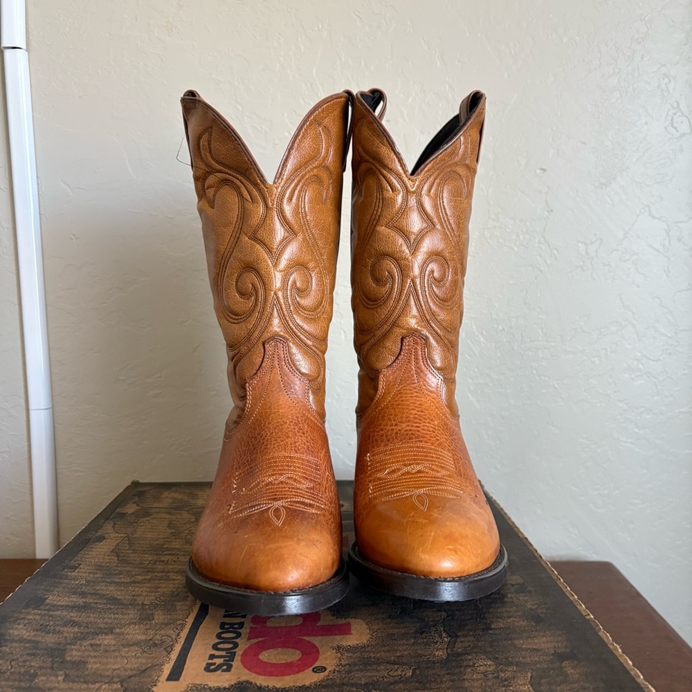 Laredo Western Boots Tobacco Brown Leather Made in USA Size 9.5 D w/ Box unworn - Picture 4 of 12